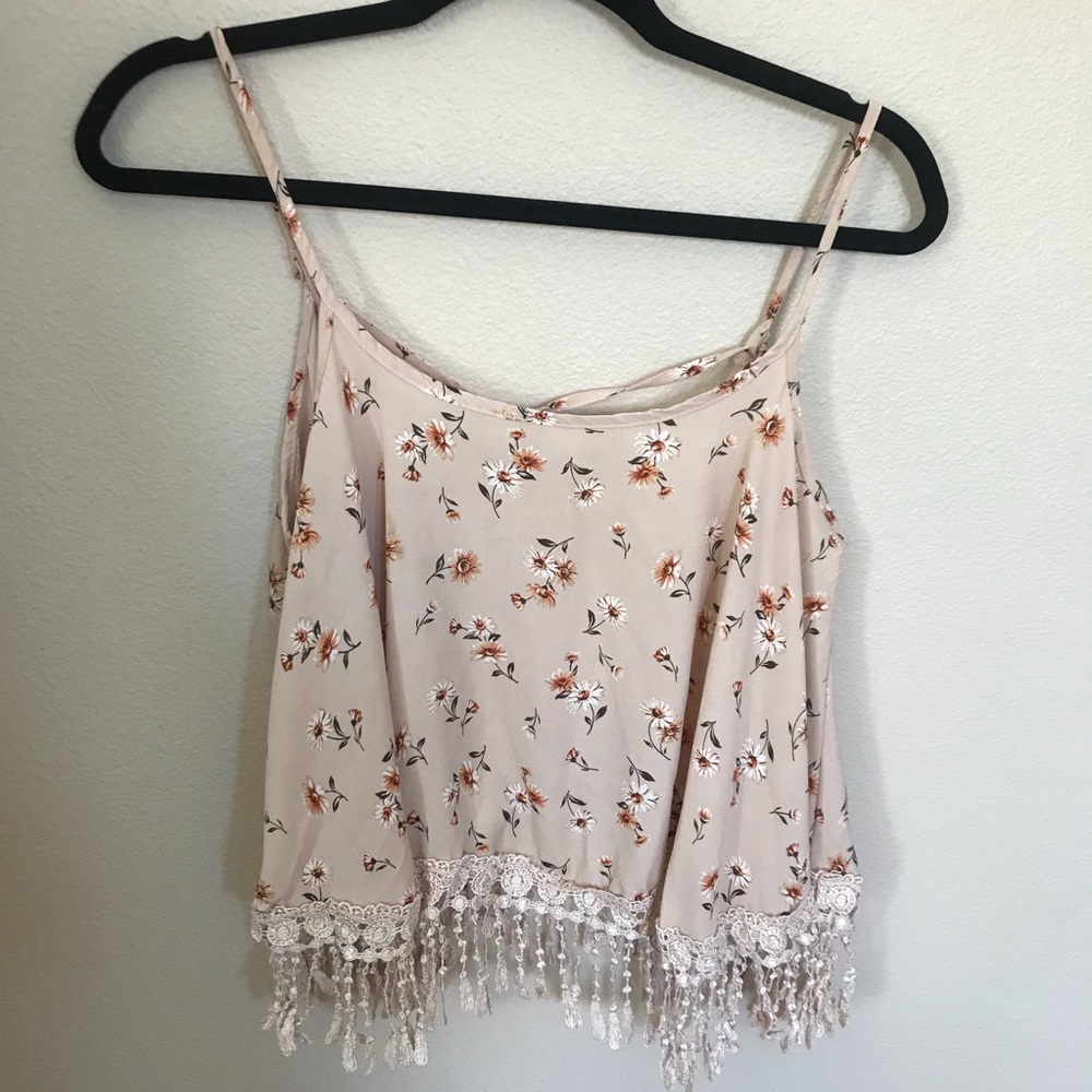 sunflower fringe tank top